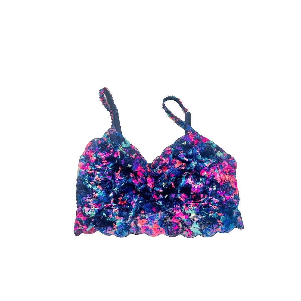 PINK Victoria‎ Secret Tie Dye Lace Bralette Floral Wireless Womens Sz Large Chic